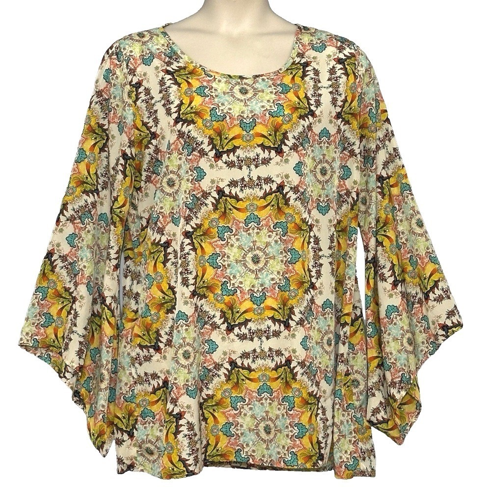 Vintage Y2K Lady Noiz Womens Dress L Gold Colorful Western Boho Festival Hippie